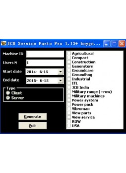 JCB spp 1.13~1.17 1.18 keygen for JCB Service Parts Pro 1.13 to 1.18